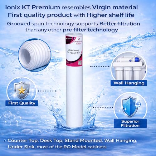 IONIX 4 Pieces Heavy Dotted 20 x 2.5 PP Spun Filter Cartridge 5 Micron, Spun Filter 20 inch Slim Size for pre Filters Commercial siz pp Spun, 4 Pieces - Image 3