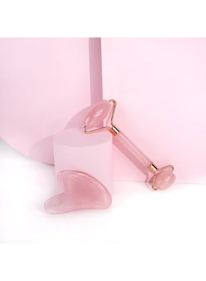 brushworks HD Rose Quartz Resin Roller & Gua Sha - Image 1
