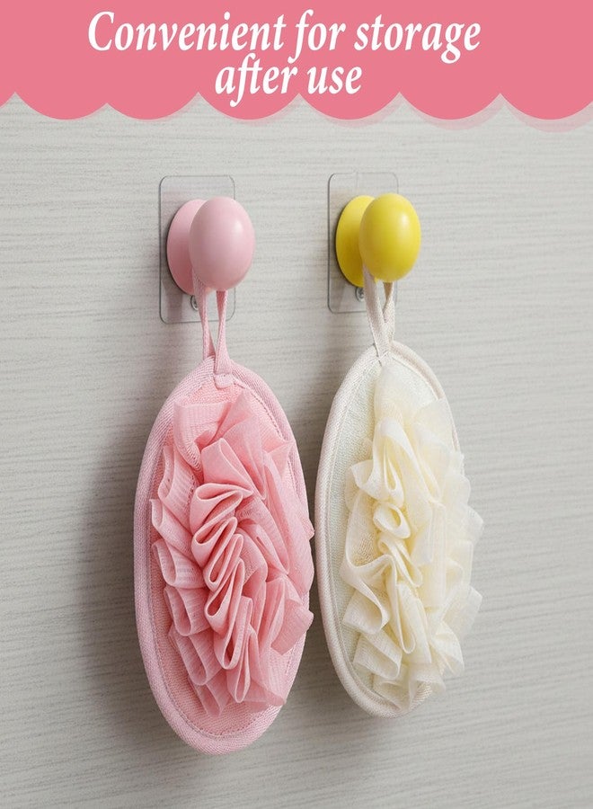Azefnuhk 2 Pack Travel Size Loofah, Shower Puff with Elastic Hand Strap, Exfoliating Shower Puff for Body and Sensitive Skin, Lightweight Washable Mesh Sponges (Pink, Beige) - Image 5