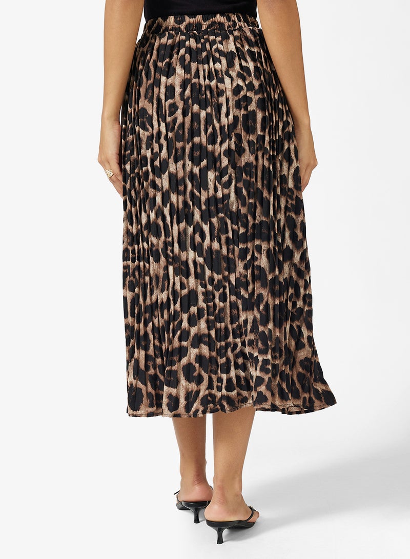 جينجر تنورة ميدي بطيات بطبعة جلد الفهد - Image 3