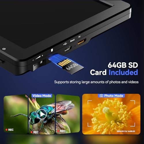TOMLOV DM9 Max Digital Microscope: 20MP 10.1" 1500X HD IPS HDMI Coin Microscope Magnifier for Error Coins with Screen, LCD Soldering Microscopes for Adults, 10 LED Lights, PC/TV Compatible, 64GB - Image 5
