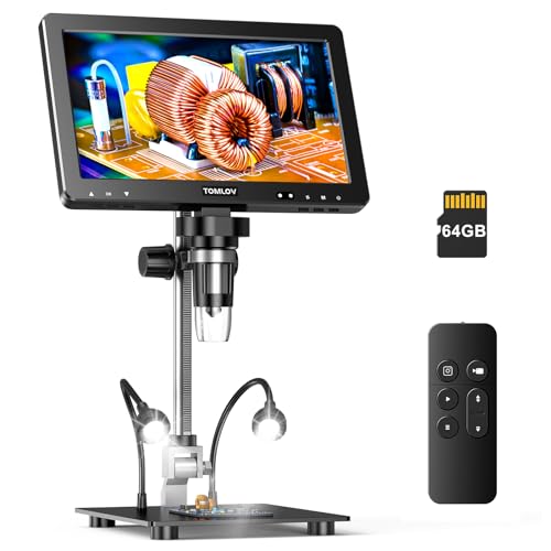 TOMLOV DM9 Max Digital Microscope: 20MP 10.1" 1500X HD IPS HDMI Coin Microscope Magnifier for Error Coins with Screen, LCD Soldering Microscopes for Adults, 10 LED Lights, PC/TV Compatible, 64GB - Image 1