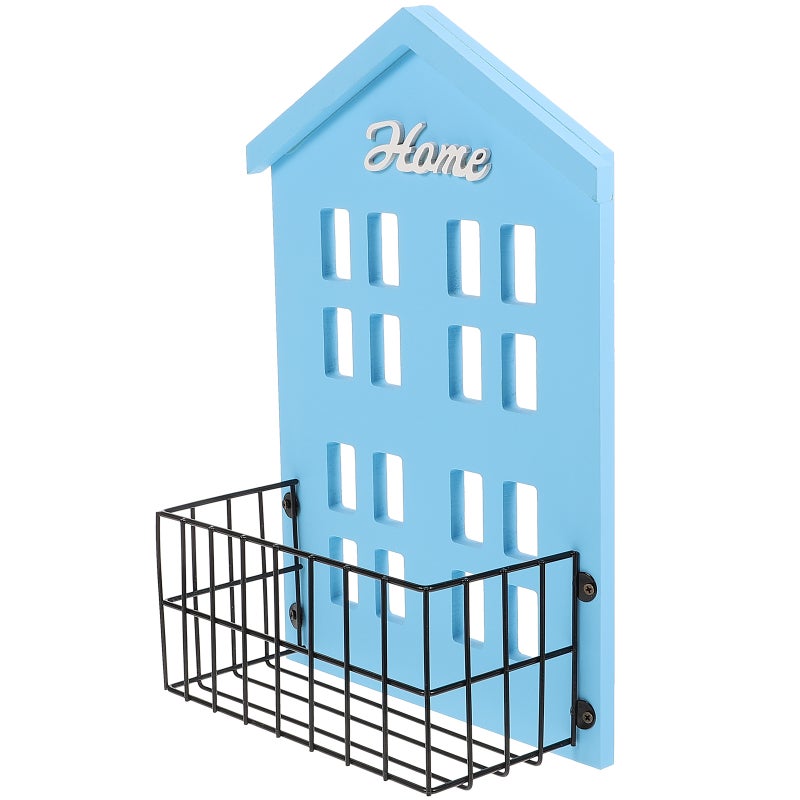 House Shaped Iron Art Wall Shelf Wall Hanging Storage Rack Organizer for Bedroom Living Room Home Decor ( Iron Net Hut) - Image 1