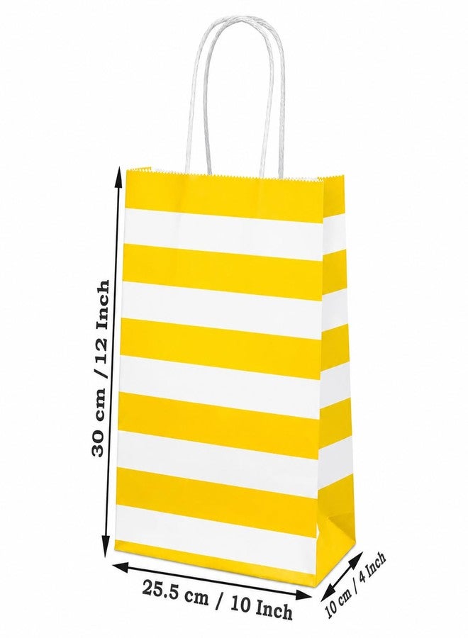Aakriti Striped Paper Gift Bags | Medium Size 10 x 4 x 12 Inches Gift Bags with Handles for Birthday Return Gifts, Party Favors & Shopping Mix Color Blue, Red, Yellow, Green & Black Pack of 25 - Image 2