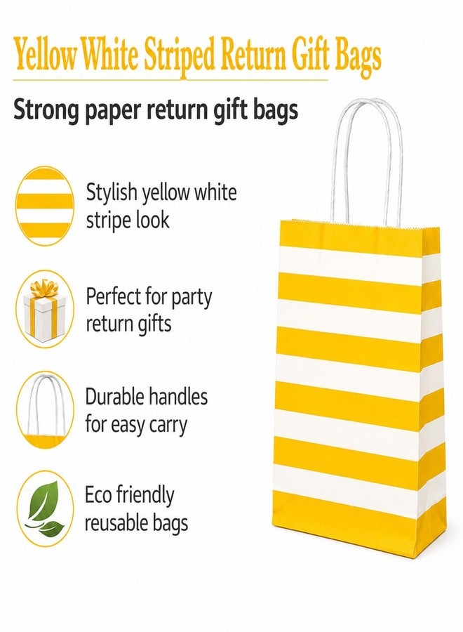 Aakriti Striped Paper Gift Bags | Medium Size 10 x 4 x 12 Inches Gift Bags with Handles for Birthday Return Gifts, Party Favors & Shopping Mix Color Blue, Red, Yellow, Green & Black Pack of 25 - Image 5
