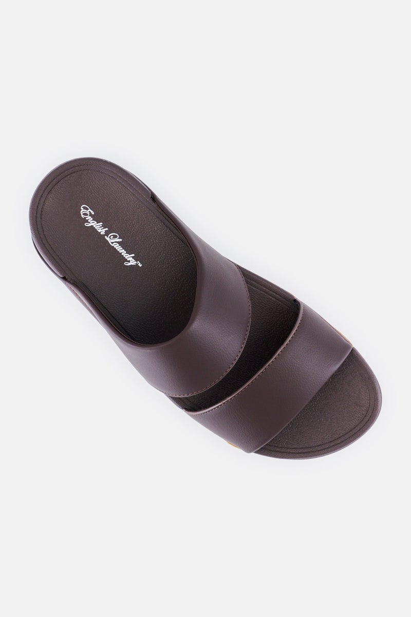 English Laundry Men 2 Strap Slip On Arabic Sandals, Dark Brown - Image 4