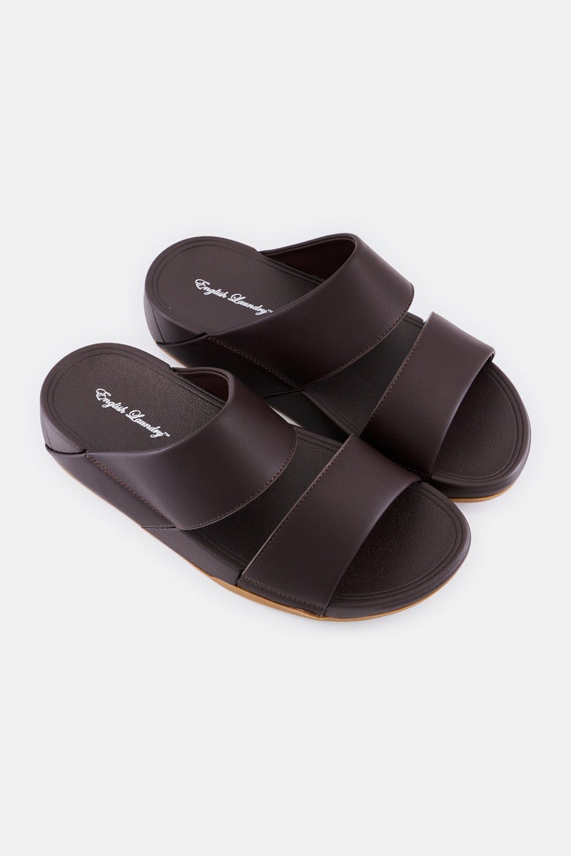 English Laundry Men 2 Strap Slip On Arabic Sandals, Dark Brown - Image 2
