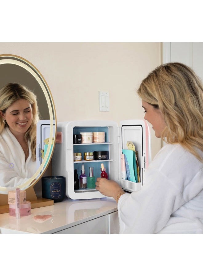 Cooluli 10L Mini Fridge for Bedroom - Car, Office Desk & College Dorm Room - 12V Portable Cooler & Warmer for Food, Drinks, Skincare, Beauty, Makeup & Cosmetics - AC/DC Small Refrigerator (Pink) - Image 2