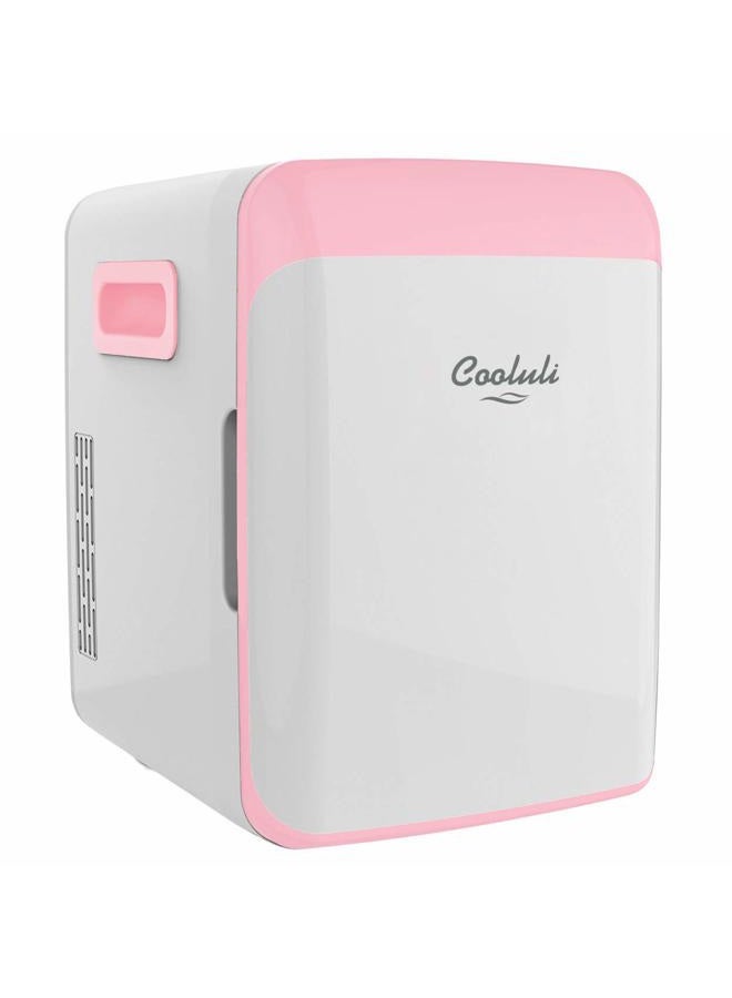 Cooluli 10L Mini Fridge for Bedroom - Car, Office Desk & College Dorm Room - 12V Portable Cooler & Warmer for Food, Drinks, Skincare, Beauty, Makeup & Cosmetics - AC/DC Small Refrigerator (Pink) - Image 1