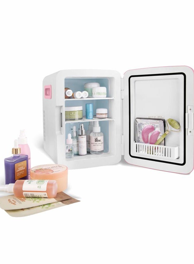 Cooluli 10L Mini Fridge for Bedroom - Car, Office Desk & College Dorm Room - 12V Portable Cooler & Warmer for Food, Drinks, Skincare, Beauty, Makeup & Cosmetics - AC/DC Small Refrigerator (Pink) - Image 4