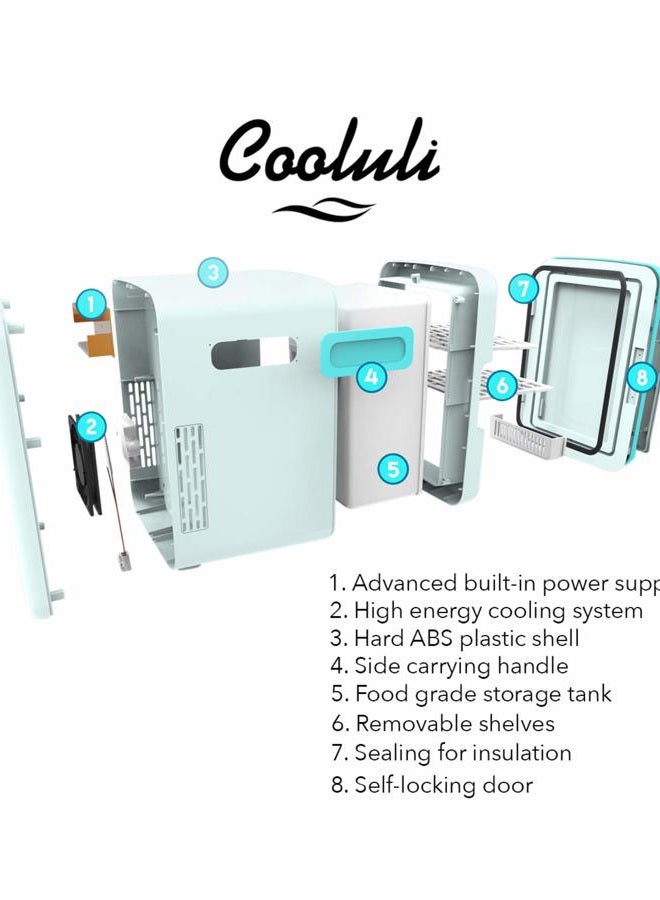 Cooluli 10L Mini Fridge for Bedroom - Car, Office Desk & College Dorm Room - 12V Portable Cooler & Warmer for Food, Drinks, Skincare, Beauty, Makeup & Cosmetics - AC/DC Small Refrigerator (Pink) - Image 5