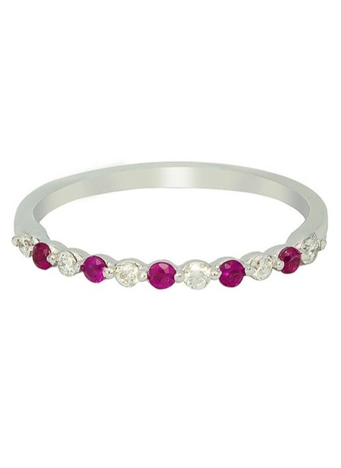 Capri Gold - Capri Gold Ruby Diamond Pave Ring in 18K Rose Gold, 10 US - Image 1
