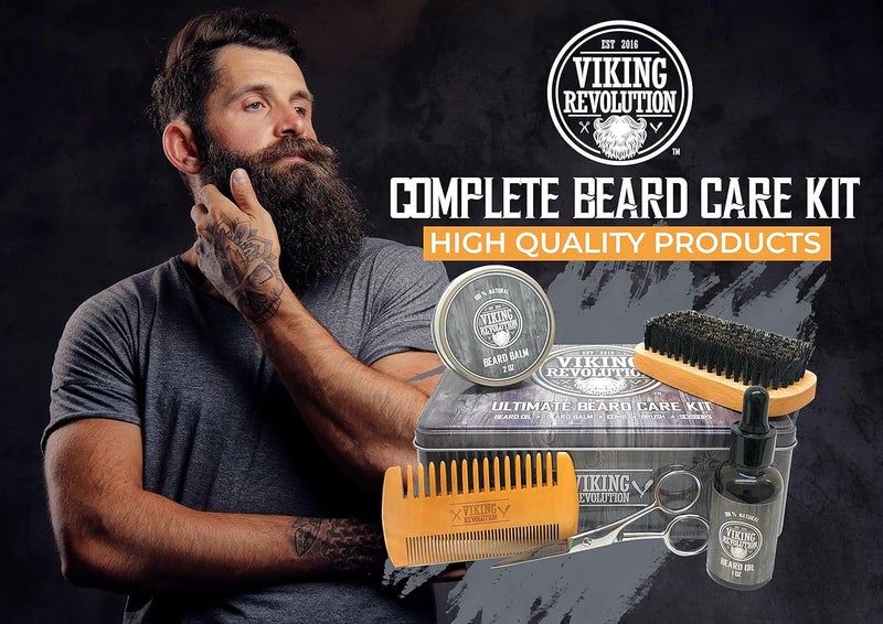 Viking Revolution Beard Grooming Kit for Men Ultimate Beard Kit with 100 Boar Beard Brush Beard Comb Citrus Beard Balm Unscented Beard Oil More Valentines Gifts for Him Gifts for Men - Image 4