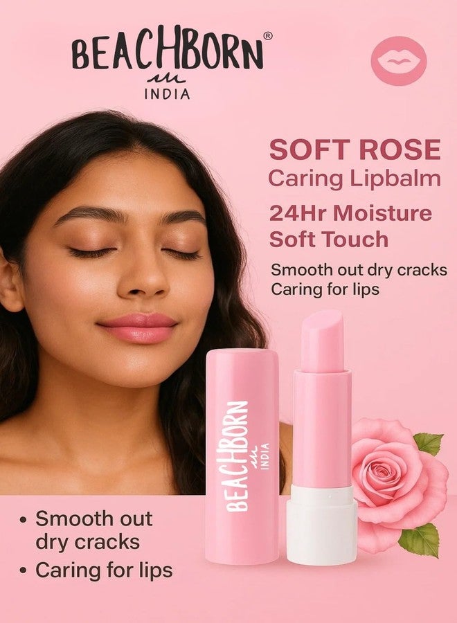 BEACHBORN Soft Rose Caring Lipbalm, 24Hr Moisture, Dry Crack Protection, Soft Touch Formula with Rose Extract - Image 2