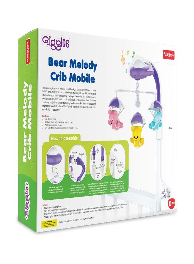 Funskool Giggles Funskool Bear Melody Crib Mobile, Soothing Music with Adorable Parachute Bears, Hanging Toy for Newborn Baby, Infants & Toddlers, Gift Set for Babies, Age 0+ Months - Image 4