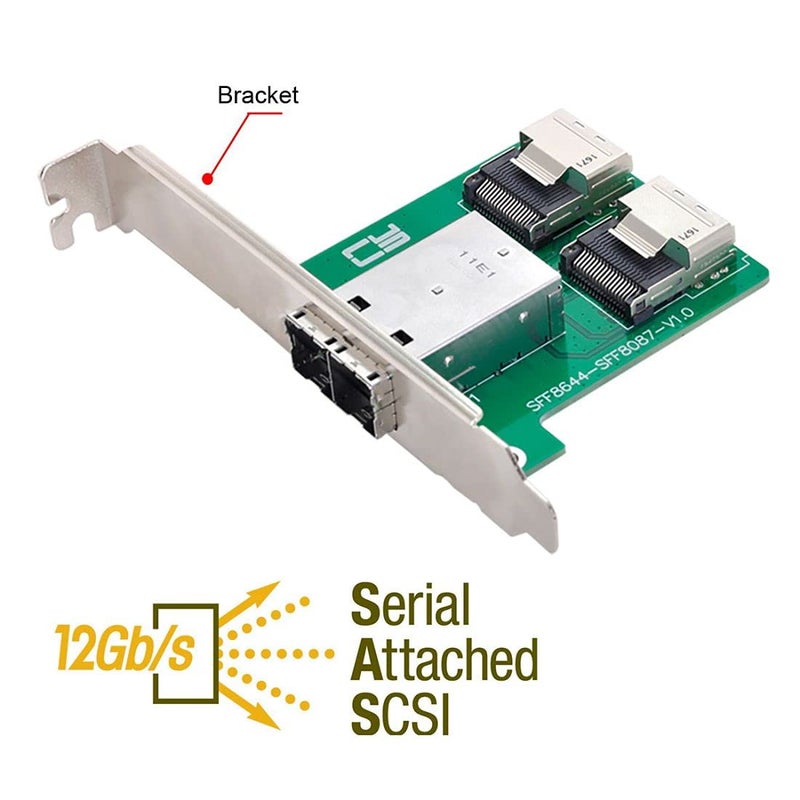 Chenyang محول محول بيانات خادم Mini SAS 2 SFF-8644 إلى 2 SFF-8087 HD مع حامل - Image 4