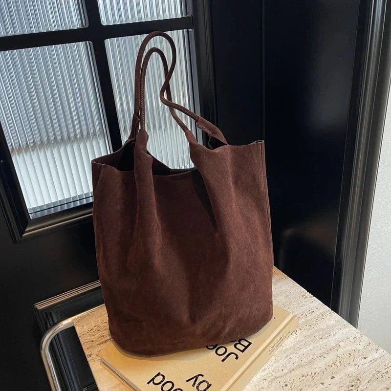 SheSelects Suede Style Vegan Leather Hobo Bag for Women, Slouchy Everyday Shoulder Purse - Black - Image 2