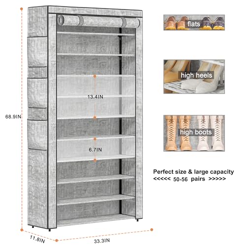 OYREL Shoe Rack 10Tier Large Capacity 50-56Pairs Beautiful Tall Shoe Shelf Free Standing Storage Cabinet Entryway Closet - Image 5