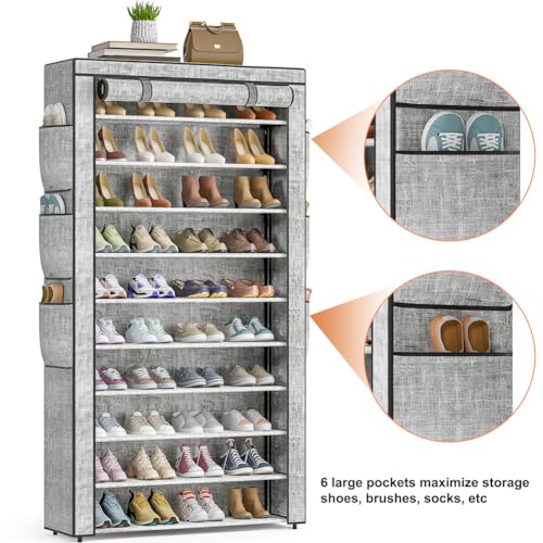 OYREL Shoe Rack 10Tier Large Capacity 50-56Pairs Beautiful Tall Shoe Shelf Free Standing Storage Cabinet Entryway Closet - Image 4