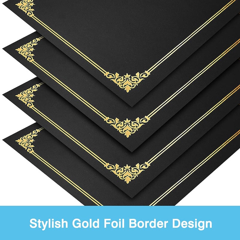 SUNEE Certificate Holders(Black, 30 Packs), Diploma Covers Gold Foil Border, for Letter Size 8.5x11 Certificates, Cardstock, Document Papers - Image 2