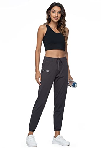 Haowind Joggers for Women with Pockets Elastic Waist Workout Sport Gym Pants Comfy Lounge Yoga Running Pants(Dark Grey L) - Image 3
