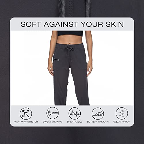 Haowind Joggers for Women with Pockets Elastic Waist Workout Sport Gym Pants Comfy Lounge Yoga Running Pants(Dark Grey L) - Image 4