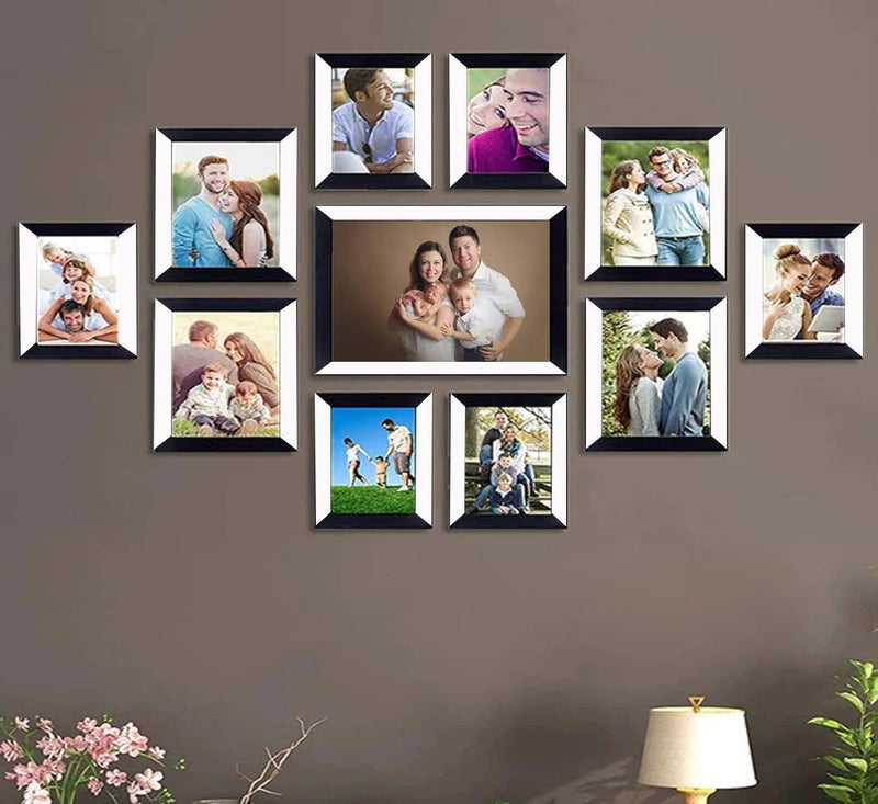 Stuthi Arts Wood MDF Photo Frame With Glass (11Photos), Wall Mount (White & Black) - Image 2