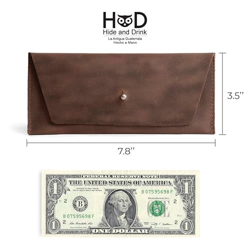 Hide & Drink, Long Utility Pouch, Stylish Wallet for Carrying and Storing Cash, Clutch Bag, Full Grain Leather, Handmade, Bourbon Brown - Image 4