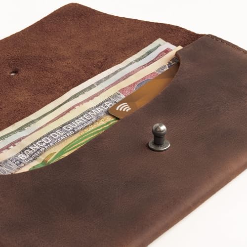 Hide & Drink, Long Utility Pouch, Stylish Wallet for Carrying and Storing Cash, Clutch Bag, Full Grain Leather, Handmade, Bourbon Brown - Image 3