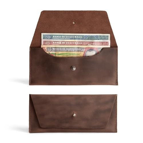 Hide & Drink, Long Utility Pouch, Stylish Wallet for Carrying and Storing Cash, Clutch Bag, Full Grain Leather, Handmade, Bourbon Brown - Image 1