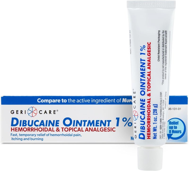 GeriCare Dibucaine Hemorroid Ointment 1% Pain-Relief Hemorrhoid Cream |Hemorroidal & Topical Analgesic| Quick Relief from Burning & Itching | Fast-Acting External Hemorrhoid Treatment 1oz