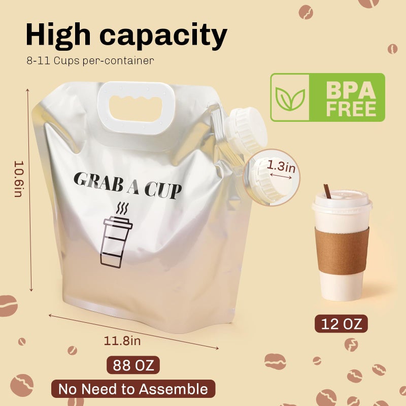 INPARALLUV 10 Pack Disposable Coffee Dispensers with Handle Coffee Box Cold Hot Beverage Dispenser COFFEE Carrier with Handle Take Out Camping Water Storage Containers Water Bag for Hiking (88oz) (White) - Image 2
