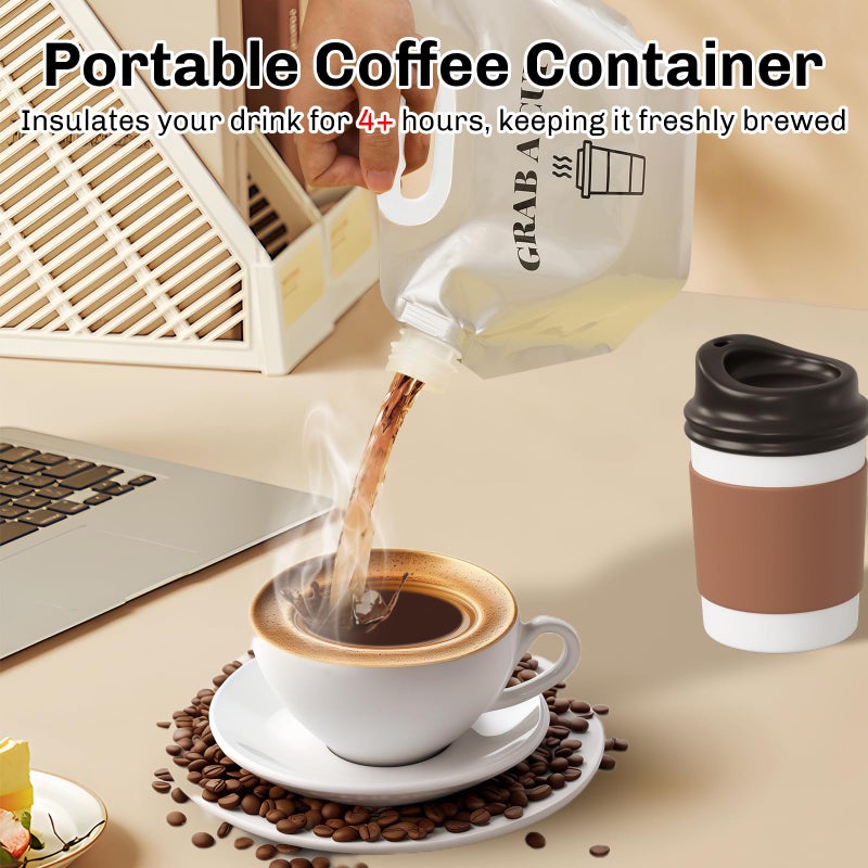 INPARALLUV 10 Pack Disposable Coffee Dispensers with Handle Coffee Box Cold Hot Beverage Dispenser COFFEE Carrier with Handle Take Out Camping Water Storage Containers Water Bag for Hiking (88oz) (White) - Image 4