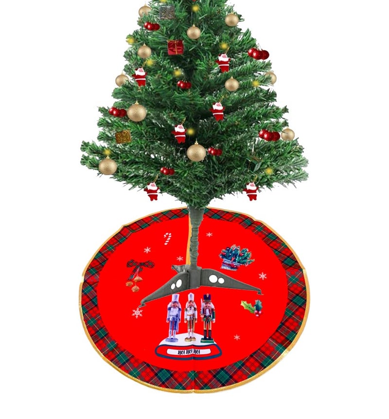 SESONBY SESONBY 14 Christmas Tree Skirt Rustic Tree Skirt Ornaments Reindeer Xmas Tree Skirt Mat with Santa Snowman Deer Pattern for Decorations Holiday Party Indoor Outdoor  - Image 1