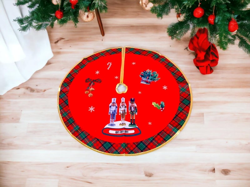 SESONBY SESONBY 14 Christmas Tree Skirt Rustic Tree Skirt Ornaments Reindeer Xmas Tree Skirt Mat with Santa Snowman Deer Pattern for Decorations Holiday Party Indoor Outdoor  - Image 3