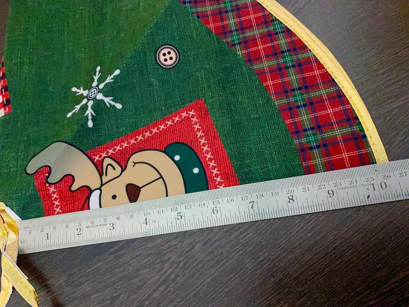 SESONBY SESONBY 14 Christmas Tree Skirt Rustic Tree Skirt Ornaments Reindeer Xmas Tree Skirt Mat with Santa Snowman Deer Pattern for Decorations Holiday Party Indoor Outdoor  - Image 4