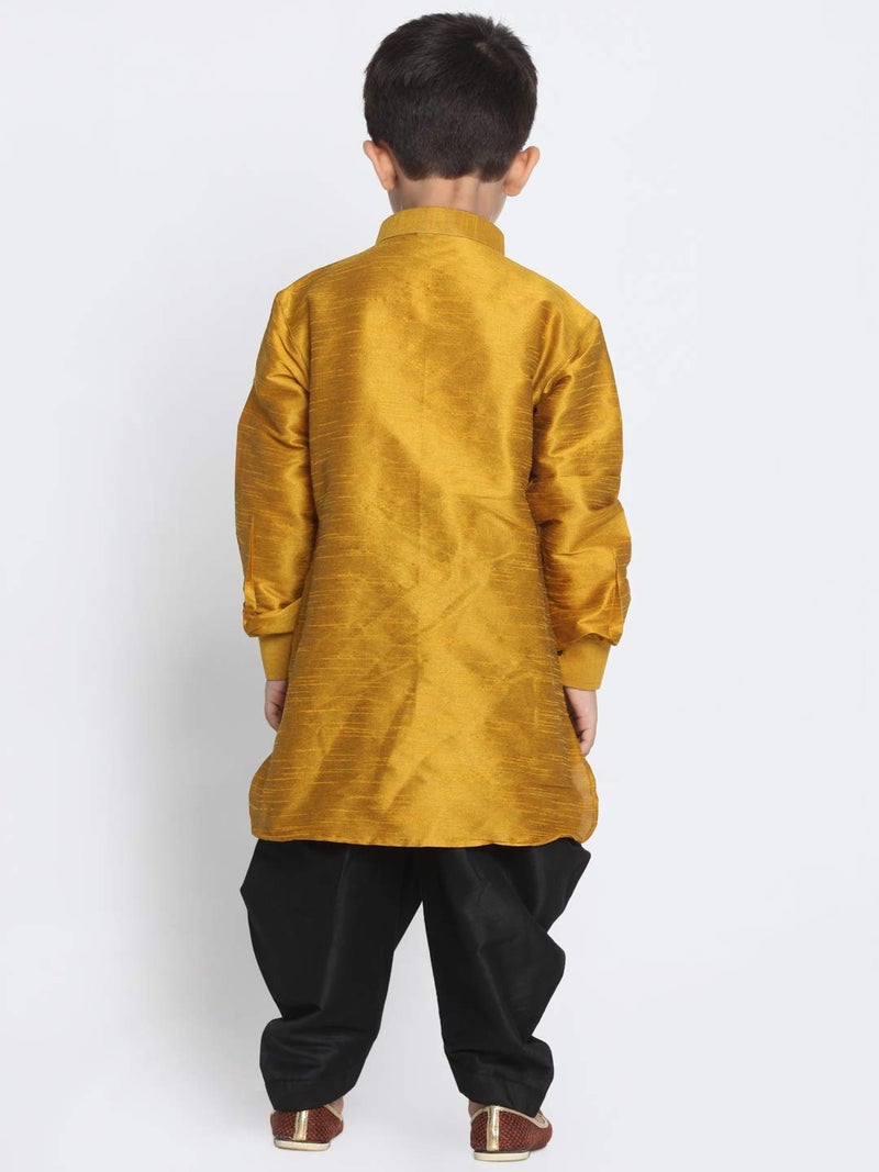 JBN Creation Vastramay Boy's Cotton Silk Blend Pathani Style Kurta and Patiyala Dhoti Set (Yellow, 5-6 Years, VASnBUK001MDnCDBL) - Image 4