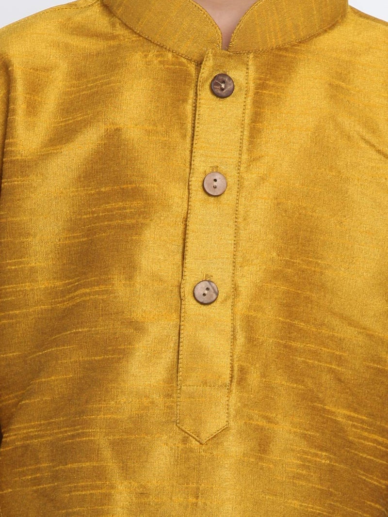 JBN Creation Vastramay Boy's Cotton Silk Blend Pathani Style Kurta and Patiyala Dhoti Set (Yellow, 5-6 Years, VASnBUK001MDnCDBL) - Image 2