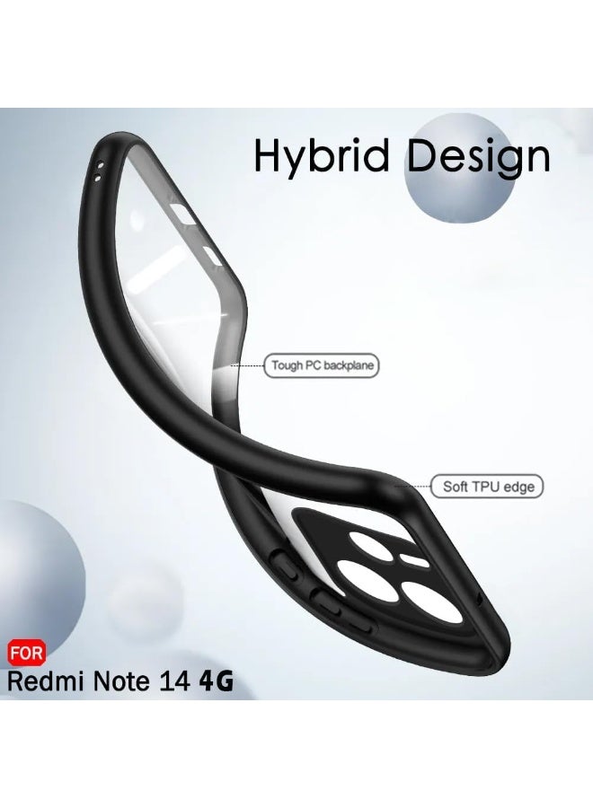 ompatible with Xiaomi Redmi Note 14 4G (Not 5G) Case Transparent, Military-Grade Shockproof Anti-Yellowing, Slim Protective Phone Case Full Bumper Cover With Camera Protective (Black) - Image 3