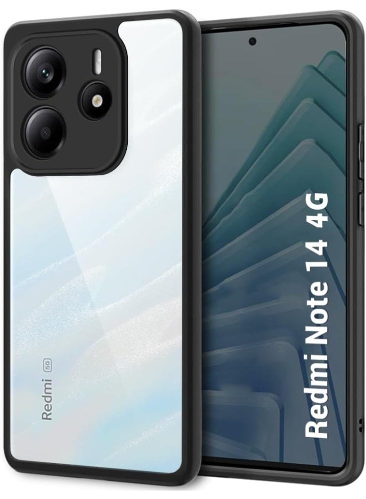 ompatible with Xiaomi Redmi Note 14 4G (Not 5G) Case Transparent, Military-Grade Shockproof Anti-Yellowing, Slim Protective Phone Case Full Bumper Cover With Camera Protective (Black) - Image 1