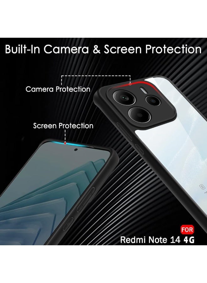 ompatible with Xiaomi Redmi Note 14 4G (Not 5G) Case Transparent, Military-Grade Shockproof Anti-Yellowing, Slim Protective Phone Case Full Bumper Cover With Camera Protective (Black) - Image 5