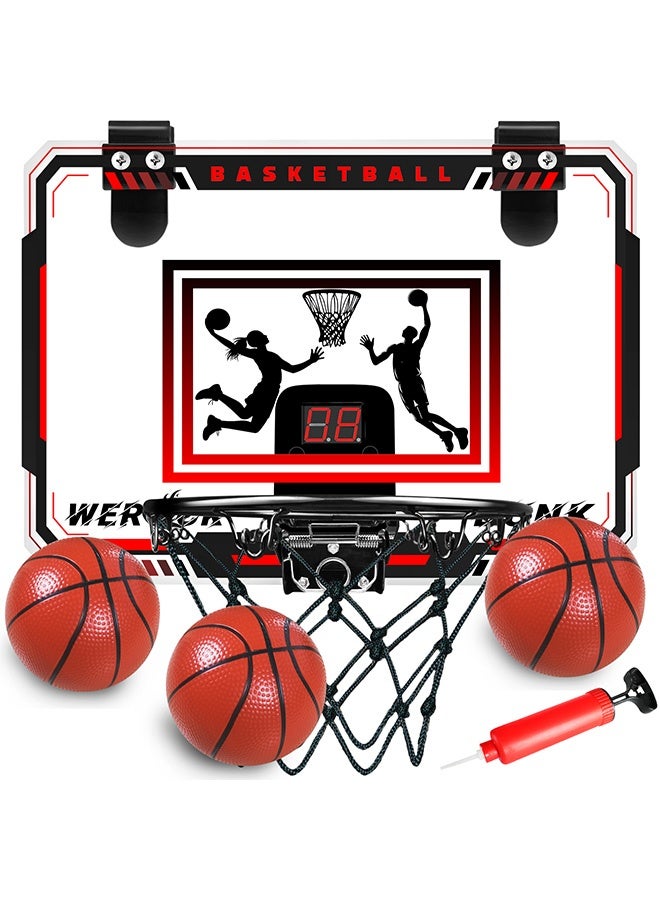 Basketball Hoop Indoor for Kids, Mini Basketball Hoop Wall Mounted Set with 3 Balls, Scoreboard Basketball Toys Gifts for 3 4 5 6 7 8 9 10 11 12 Year Old Boys Girls Office Indoor Outdoor Sport Games - Image 1