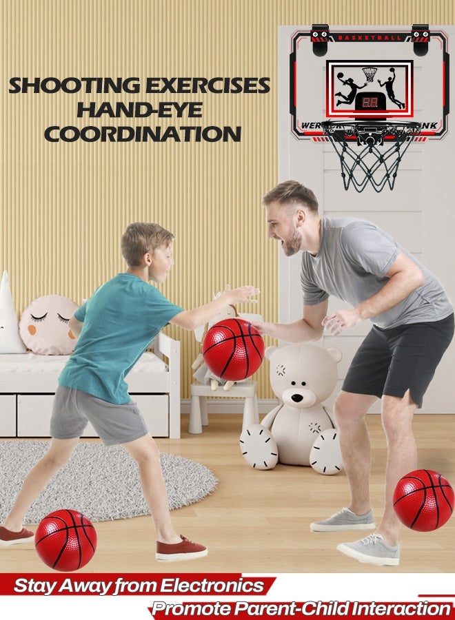 Basketball Hoop Indoor for Kids, Mini Basketball Hoop Wall Mounted Set with 3 Balls, Scoreboard Basketball Toys Gifts for 3 4 5 6 7 8 9 10 11 12 Year Old Boys Girls Office Indoor Outdoor Sport Games - Image 5
