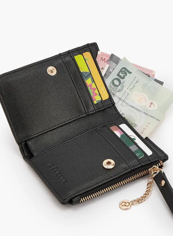 Celeste BLACK Safiano Textured Wallet With Button Closure for Women | Best Price UAE