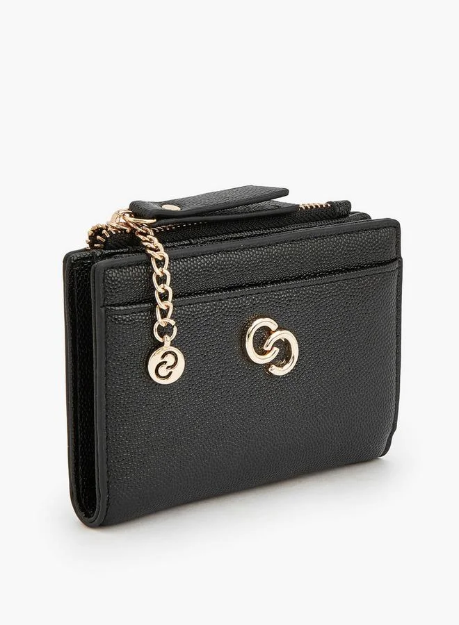 Celeste BLACK Safiano Textured Wallet With Button Closure for Women | Best Price UAE