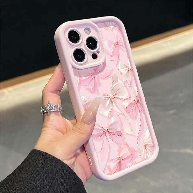 COVERLY White Ribbon Back Case Cover for iPhone 14 Pro Max | Hot 3D Pastel Pink Bow Knot Cute Design | Lens Protection | Soft TPU Silicone Fashion Aesthetic Cover for Girls & Women (Pink, Shockproof) - Image 5