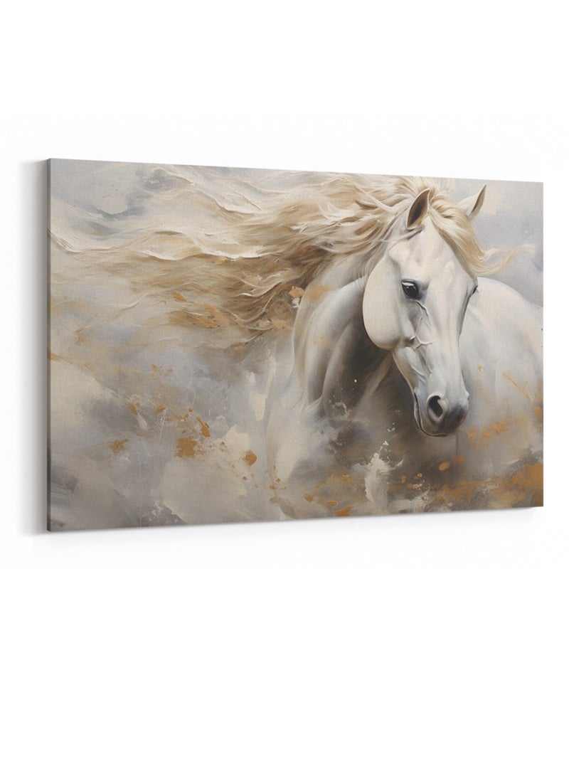 لوحة كانفاس على إطار خشبي بتصميم حصان ذهبى - Image 4