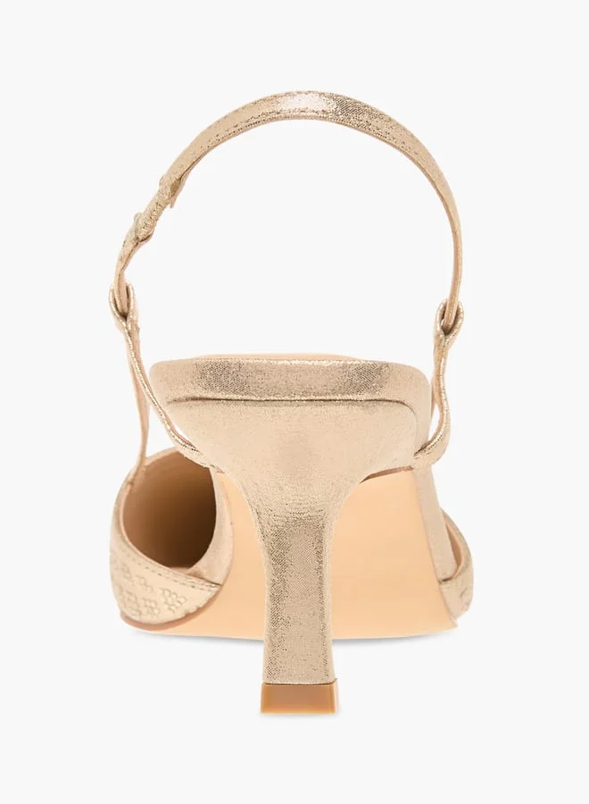 فلورا بيلا من شو إكسبرس صنادل نسائية بكعب رفيع بتصميم slingback وملمس مميز