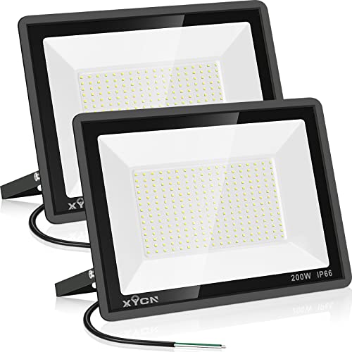 XYCN 200W LED Flood Light 2 Pack, 22500lm Super Bright Security Lights, IP66 Waterproof Outdoor Flood Light, 5000K Daylight White Floodlight for Yard, Garden,Basketball Court, Arena - Image 1