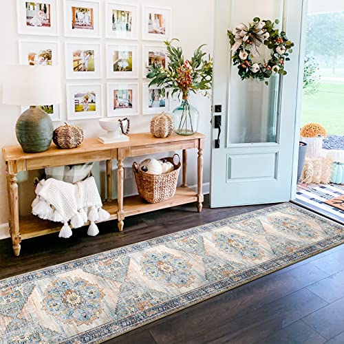 TOPRUUG Washable Runner Rug 2x12 - Hallway Runner Rug Kitchen Rugs and Mats Non Skid Washable Waterproof Carpet Runner for Living Room Bedroom Bathroom (Blue, 2X12) - Image 4